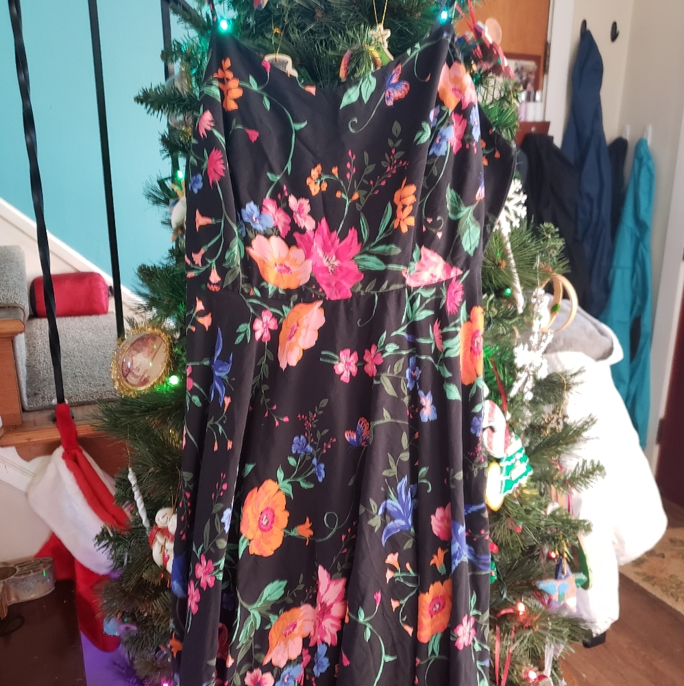 Old Navy black floral sun dress
